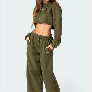 Edikted Olive Green Track Pants